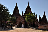 The cluster of red brick temples, named Khay-min-gha on the map on the North plain of Bagan. Myanmar. 